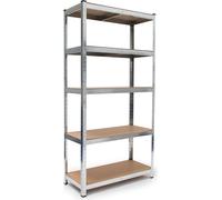 2 rayonnages pour charges lourdes, en acier galvanisé, capacité de charge 875 kg, système d'assemblage par emboîtement, rayonnage de stockage à 5 tablettes, H x l x P : 180 x 90 x 40 cm, couleur argen