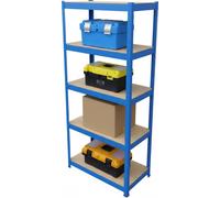 2 rayonnages pour charges lourdes, H x l x P 180 x 60 x 30 cm, capacité de charge 500 kg, 5 étagères, rayonnage de cave, à assembler, bleu