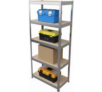 2 rayonnages pour charges lourdes, H x l x P 180 x 60 x 30 cm, capacité de charge 500 kg, 5 étagères, rayonnage de cave, à emboîter, argent