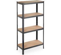 2 rayonnages robustes, 4 étagères, dimensions : 157 x 80 x 41 cm, capacité de charge : 280 kg, métal, rayonnage de rangement pour cave, garage, noir