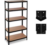 2 rayonnages robustes, 5 étagères, capacité de charge 1 325 kg, rayonnage à emboîter pour cave ou garage, dimensions H x L x P : 180 x 90 x 60 cm, métal/MDF, noir