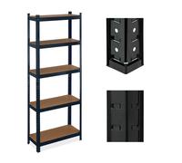2 rayonnages robustes, 5 étagères, dimensions : 180 x 70 x 30 cm, capacité de charge : 500 kg, acier, rayonnage de rangement pour cave et garage, noir