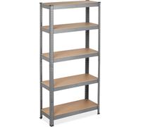 2 rayonnages robustes, 5 étagères, L x l x H : 150 x 75 x 30 cm, capacité de charge : 875 kg, métal, rayonnage de rangement pour cave, garage, gris