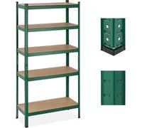 2 rayonnages robustes, 5 étagères, L x l x H : 180 x 90 x 40 cm, capacité de charge : 875 kg, métal, rayonnage de rangement pour cave, garage, vert