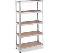 2 rayonnages robustes galvanisés, capacité de charge 875 kg, 180 x 90 x 40 cm, 5 tablettes, à assembler, acier, rayonnage de rangement pour cave, argent