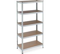 2 rayonnages robustes galvanisés, capacité de charge 875 kg, 180 x 90 x 45 cm, 5 tablettes, à assembler, acier, MDF, rayonnage de stockage pour cave, argent