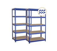 2 Rayonnages T-Rax Bleu en Métal 75x150x 30cm 100% Sans Boulons Capacité 750 KG