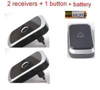 2 receivers 1 button Prise de l'UE Sonnette lumineuse étanche sans fil, sonnette d'appel domestique, télécommande, 60, tendance es, 5 volumes, prise UE, AC 100-240V
