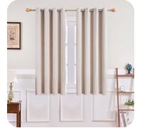 2 rideaux occultants thermiques beige 140x160cm - HAWUJ - Avec œillets, pour petite fenêtre