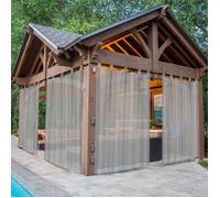 2 Rideaux Voilage Extérieur avec Pattes Gris Clair 132x244cm,Tissu Transparent Imperméable,Sans Cordon, Protection Solaire Pergola