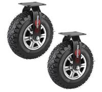 2 roues Bockrolle de 250 x 90 mm, roue pneumatique sur roues en alliage d'aluminium avec amortisseur, pour kit de brouette et chariot de transport, capacité de charge 175 kg