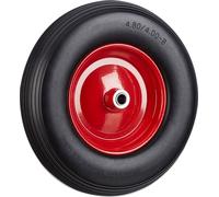 2 roues de brouette 4.80 4.00-8, pneus en caoutchouc plein et jantes en acier, roue de secours anti-crevaison, capacité de charge de 100 kg, noir et rouge