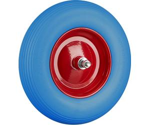 2 roues de brouette en caoutchouc plein avec axe, roue en caoutchouc 4.80 4.00-8, anti-crevaison, roue de secours d'une capacité de charge de 100 kg, bleu-rouge