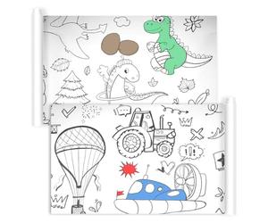 2 Rouleau Papier Dessin, 30 x 300 cm Ensemble de Rouleaux de Dessin Découpables, Nappe à Colorier Coloriage Geant Motif Non Répétitif, Rouleau de Coloriage DIY pour Décoration, Cadeaux, Bannière