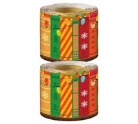 2 Rouleaux Bordure de Tableau de Noël, Rouleau Carton Décoratif | Découpe, Pose Facile, Retrait Simple, Motif Livre Saisonnier, Décor D’hiver pour École