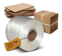 2 rouleaux de ruban de cerclage de 19 mm de large, 250 m de long chacun, résistance à la déchirure 550 kg pour noyau de presse 60 mm