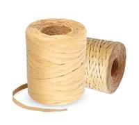 2 Rouleaux de Ruban de Rafia 8mm x 400M Ruban en Papier de Fibre Naturelle, Raphia Cordon d'Emballage Rafia pour Projets d'Artisanat, Décoration DIY, Tissage et Jardinage