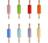 2 rouleaux en silicone avec manche en bois, 23 x 4,2 cm, rouleau en silicone, revêtement antiadhésif, rouleau pour enfants, pour gâteaux, pizzas, pâte à sucre, biscuits