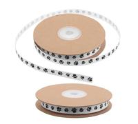 2 Rouleaux Ruban à Motif D’empreintes, Blanc, Grosgrain | Texture Côtelée, Maintien de Forme, Usage Présent et Couronnes, pour Décorateurs et Amateurs D’animaux