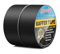 2 Rouleaux Ruban Gaffer Noir 50mm x 27,4m Imperméable Sans Résidu | Ruban gaffer résistant scène, câbles & réparations. Non réfléchissant, déchirable main, sans résidus.
