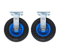 2 Roulettes En Caoutchouc Pneumatique 200 250mm Roues Transports Industriel | Roulettes Pivotantes Charges Lourdes Pour Meubles, Chariots Et Établis, Avec Plateau Supérieur Et Freins(Ø200mm/8in,Fixed)