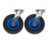 2 Roulettes En Caoutchouc Pneumatique 200 250mm Roues Transports Industriel | Roulettes Pivotantes Charges Lourdes Pour Meubles, Chariots Et Établis, Avec Plateau Supérieur Et Freins(Ø200mm/8in,Swivel)