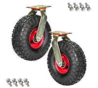2 Roulettes Pivotantes Industrielles, Roues De Chariot Caoutchoutées | Grandes roulettes plates libres, roulette pneumatique hautement élastique, avec vis, absorption des chocs,(Swivel,200mm/8in)