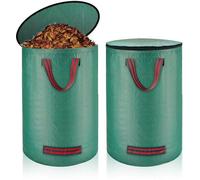 2 sacs à déchets de jardin imperméables et réutilisables de 120 litres, verts, pliables