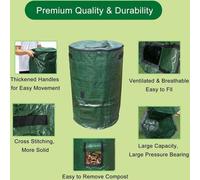 2 sacs de compostage pour le jardin, sacs à compostage rapide avec couvercle, sacs à feuilles résistants, sacs poubelles de jardin, sacs de compostage rapide, bacs en plastique pour le balcon ou le ja