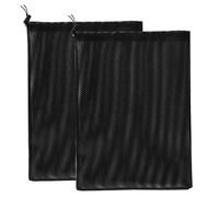 2 Sacs filtrants d'étang en Maille Noire de 12x16 Pouces avec Cordon de Serrage, Sac filtrant pour Dispositif mécanique pour étang, filtres Piscine, Collecte débris et Feuilles
