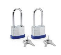 2 serrures en métal avec clé universelle, cadenas de sécurité à arc long - Une clé pour tous les verrous - pour placard, garage, clôture et portail de jardin
