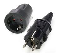 2 Sets Kit Fiche Mâle + Prise Femelle 250V 16A Fiche Électrique en Caoutchouc Broche IP44 Fiche d'alimentation Étanche, Noir