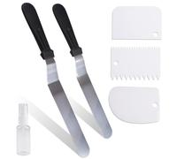 2 Spatules Coudées en Acier Inoxydable et 3 Spatules Pâtisserie