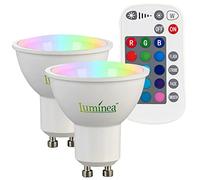 Luminea 2 spots LED GU10 RVB et blanc 400 lm à intensité variable avec télécommande