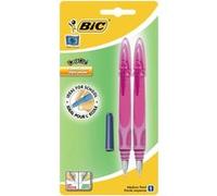 BIC EasyClic Stylos-Plume Rechargeables - Décor sans choix possible Blister de 2 + 2 Petites Cartouches d'Encre Bleue