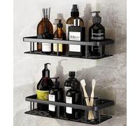 2 supports de douche, étagère de douche sans perçage, support de douche autocollant, support de salle de bain étanche et résistant à la rouille, support adhésif pour salle de bain avec 4 surfaces adhé