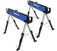 2 supports de travail pliables pour atelier/menuiserie, réglables en hauteur, capacité de charge maximale de 1180 kg par paire, en acier, poids de 18,9 kg, avec poignée de transport intégrée, pieds an