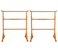 Chevalets de chantier robustes (lot de 2) Chevalet de scie de chantier, table de travail portable, établi réglable en hauteur (105,5-185,5 cm), pieds antidérapants, bras de soutien, capacité de charge