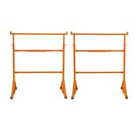 2 Supports Tréteaux de Maçon Chantier en Acier Portable Table Établi de Travail Hauteur Réglable 105,5 à 185,5 cm Pieds Antidérapants Capacité de Poids 200 kg [Crochets & Plateau Porte-Outils INCLUS]