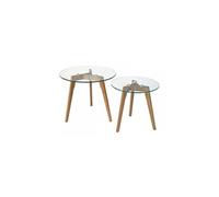 Homestyle4u Lot de 2 Tables Basses Rondes en Verre, Multicolore, Petit
