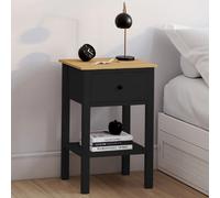 IDMarket Tables de chevet ACHILLE – Lot de 2, 1 tiroir et 1 tablette, noir et bois