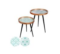 - 2 Tables d'appoint design Art Décoration - Bleu et blanc - Art Up