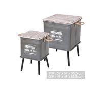 - 2 Tables d'appoint design industriel Loft - Gris - Loft