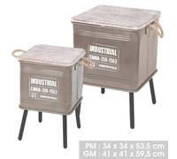 2 Tables d'appoint design industriel Loft - Taupe