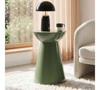 Lot de 2 tables d'appoint rondes en métal 30 cm vert kaki