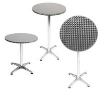 2 tables de bistrot rondes argent Ø60cm H70/110cm hauteur réglable