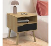 Lot de 2 tables de chevet helsinki scandinaves 1 tiroir avec niche effet hêtre et noir