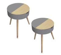 Toilinux - 2 Tables de nuit coffre Scandinave - Diam. 45 cm - Gris - Scandi Gris G