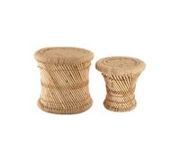 2 Tables gigognes en bambou et corde Nomade - Diam. 30/38 cm - Marron