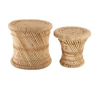 Atmosphera - 2 Tables gigognes en bambou et corde Nomade - Diam. 30/38 cm - Marron Marron G